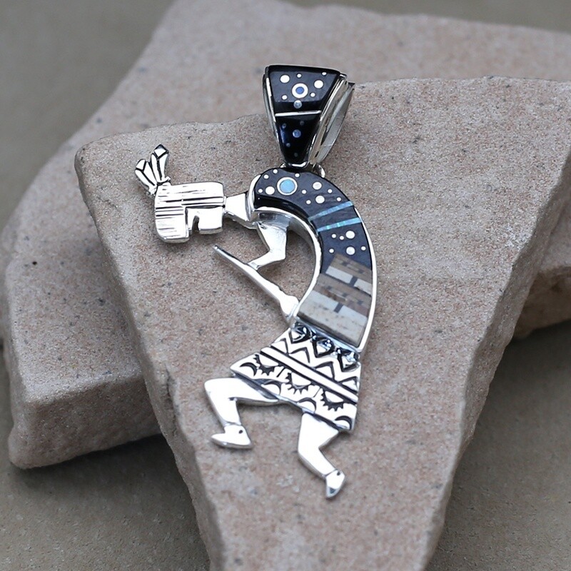 Native dancer pendant w/Adobe Pueblo inlay