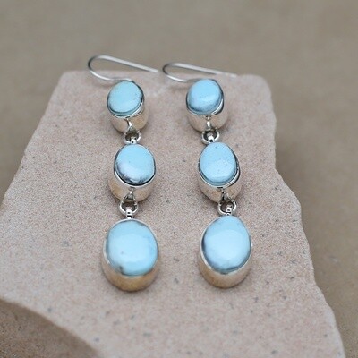 Triple dangle earrings w/golden hills turquoise