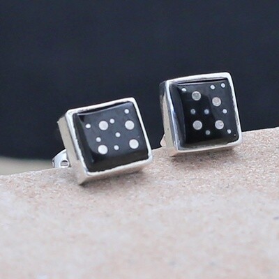 Mini square post earrings w/ Night Sky inlay