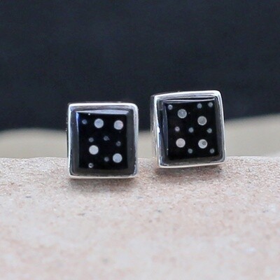 Mini square post earrings w/ Night Sky inlay