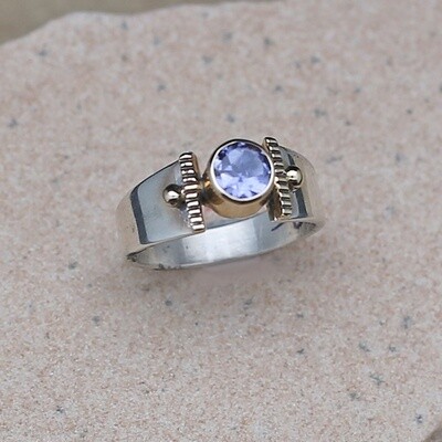 14KT Gold & Silver w/Amethyst faceted stone