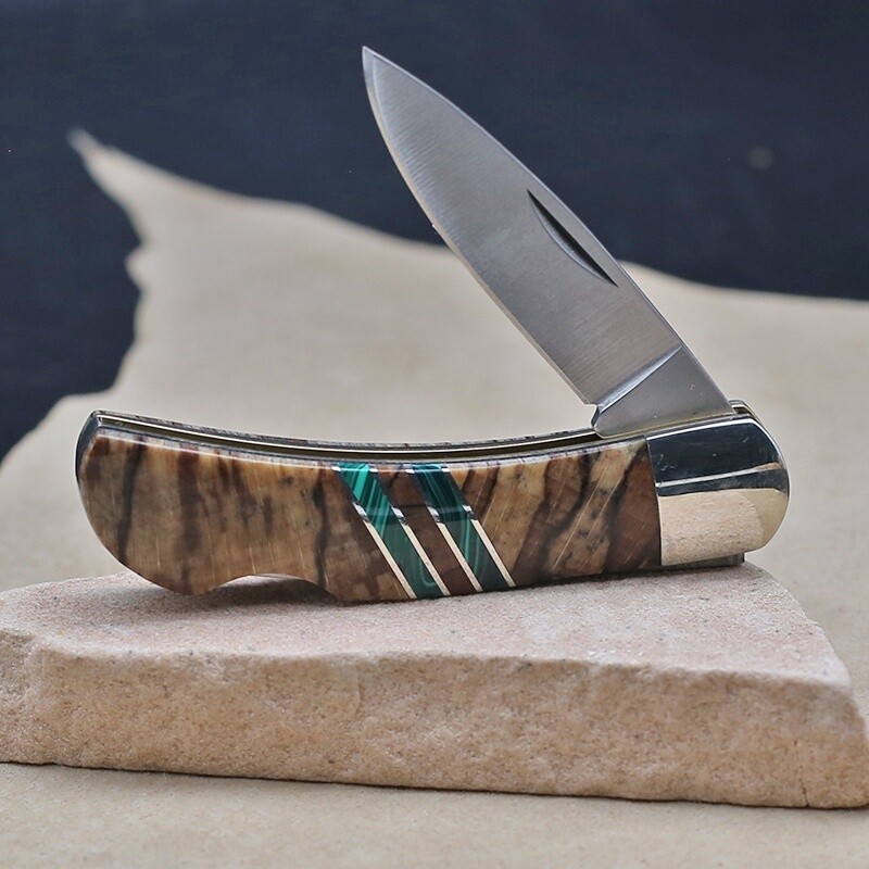 Bleech wood &amp; Malichite inlay knife