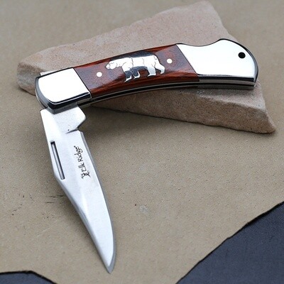 Single blade knife w/ sterling silver bear