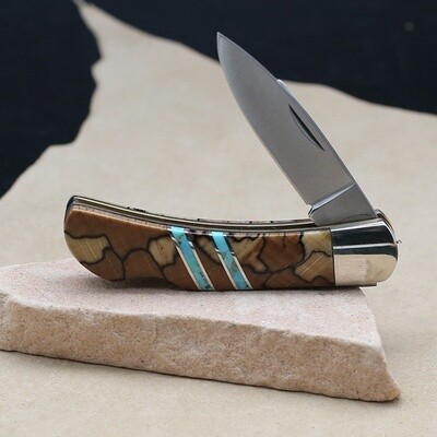 Bleech wood & turquoise inlay knife