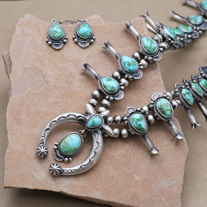 Squash blossom necklace w/ Sonoran Gold Turquoise