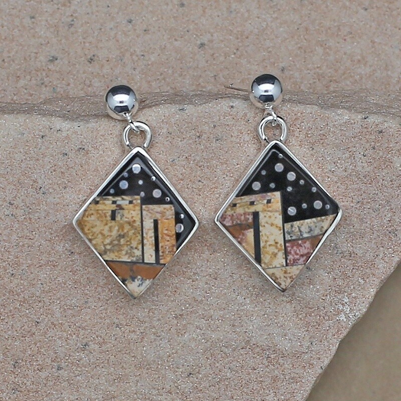 Adobe Pueblo triangle design earrings