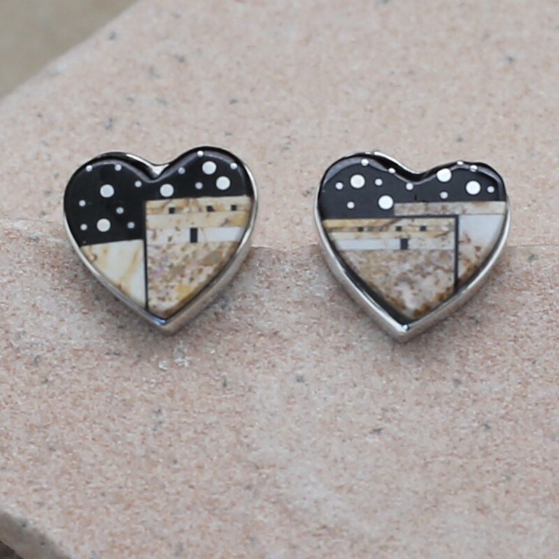 Heart inlay earrings