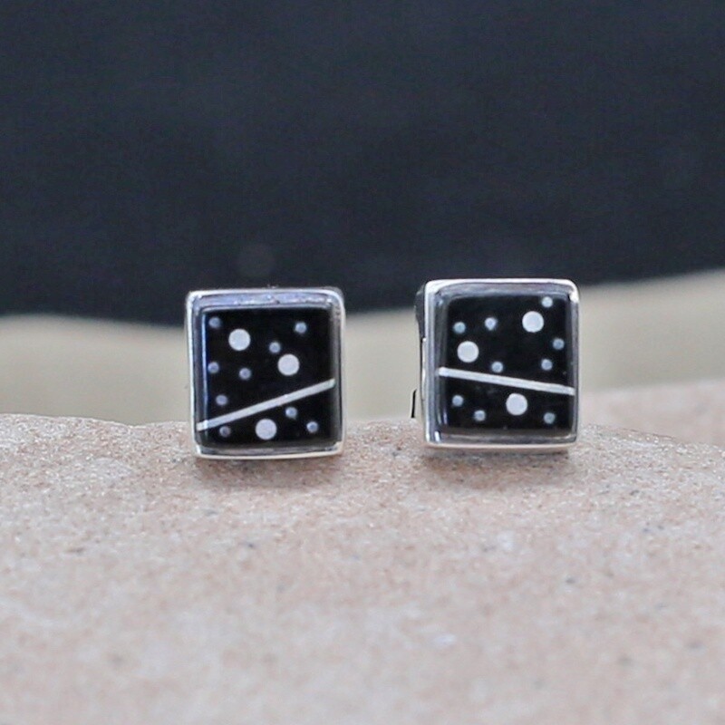 Mini square post earrings w/ Night Sky inlay-NS 156