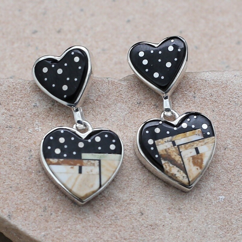 Double dangle heart earrings