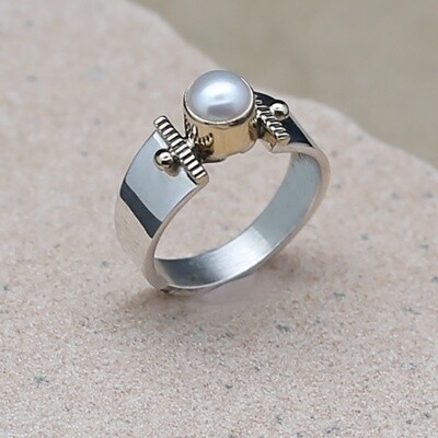 14KT Gold & Silver w/ Cultured Pearl