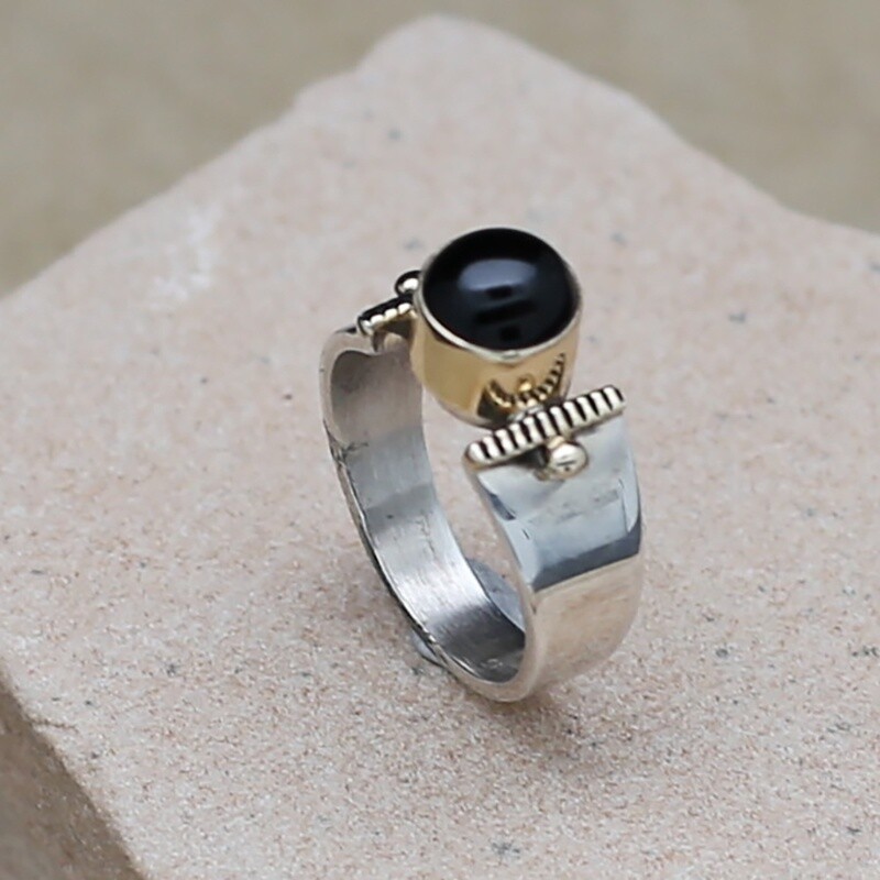 14KT Gold &amp; Silver w/ Black Onyx stone-