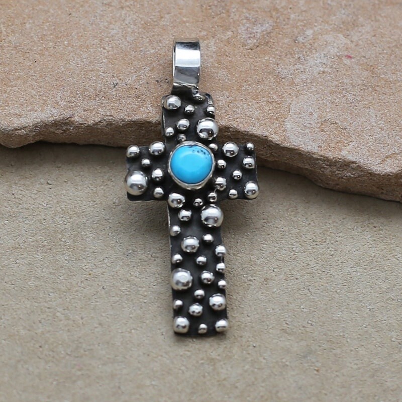Rain drop design cross pendant
