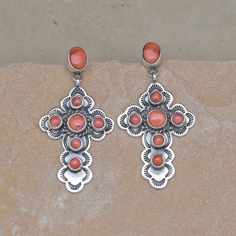 Dangle cross earrings-BC 1415