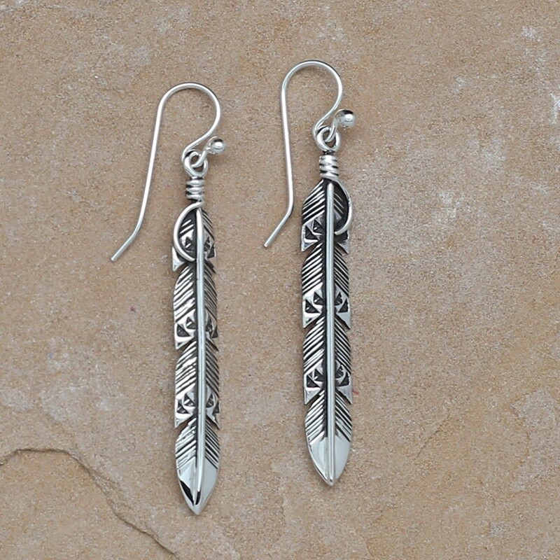 Thin feather dangle earrings
