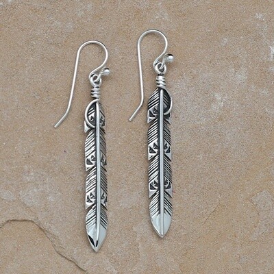 Thin feather dangle earrings