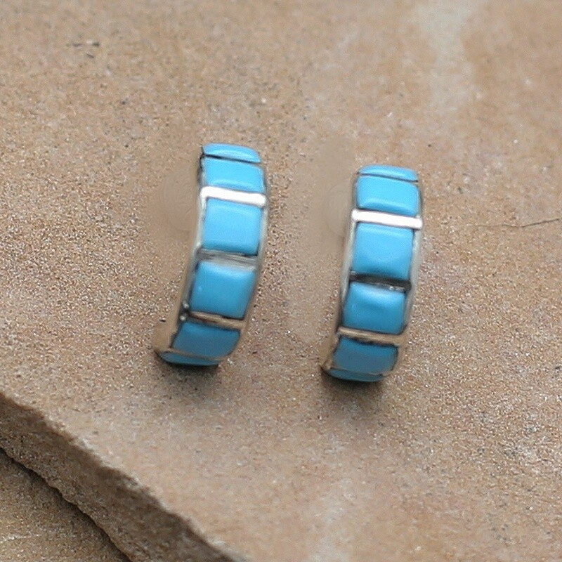 Mini channel inlay hoop earring