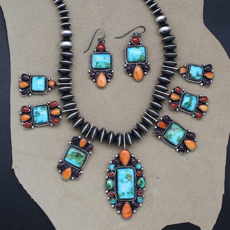 Large multi color necklace set -BIL 749