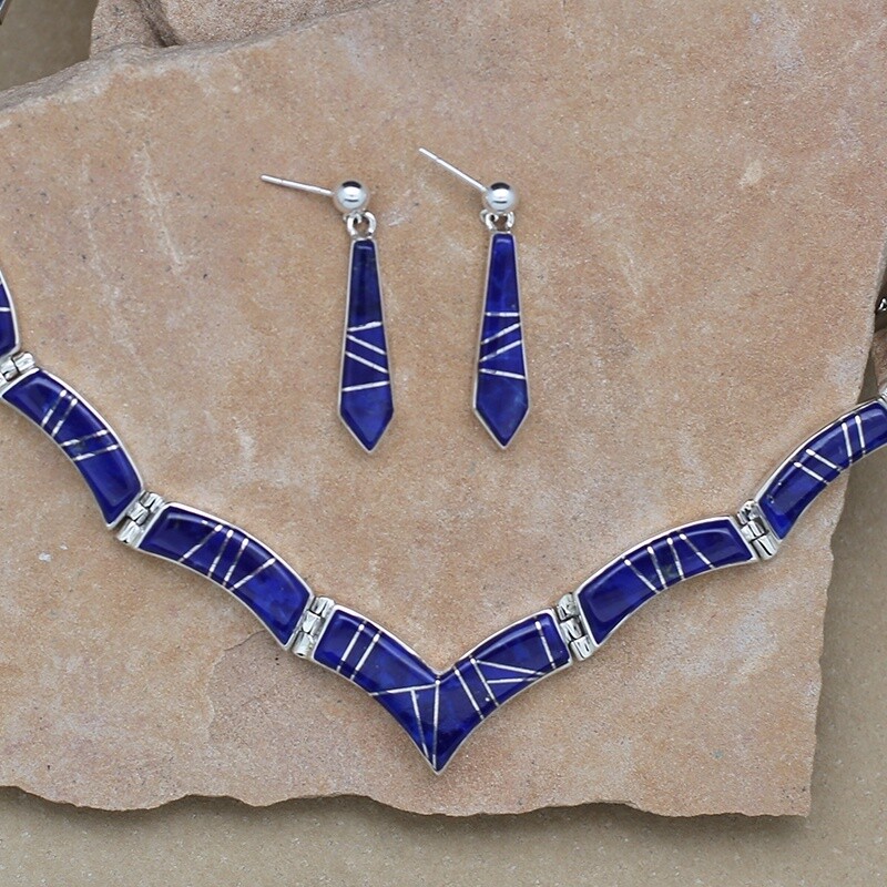 Lapis inlay necklace set