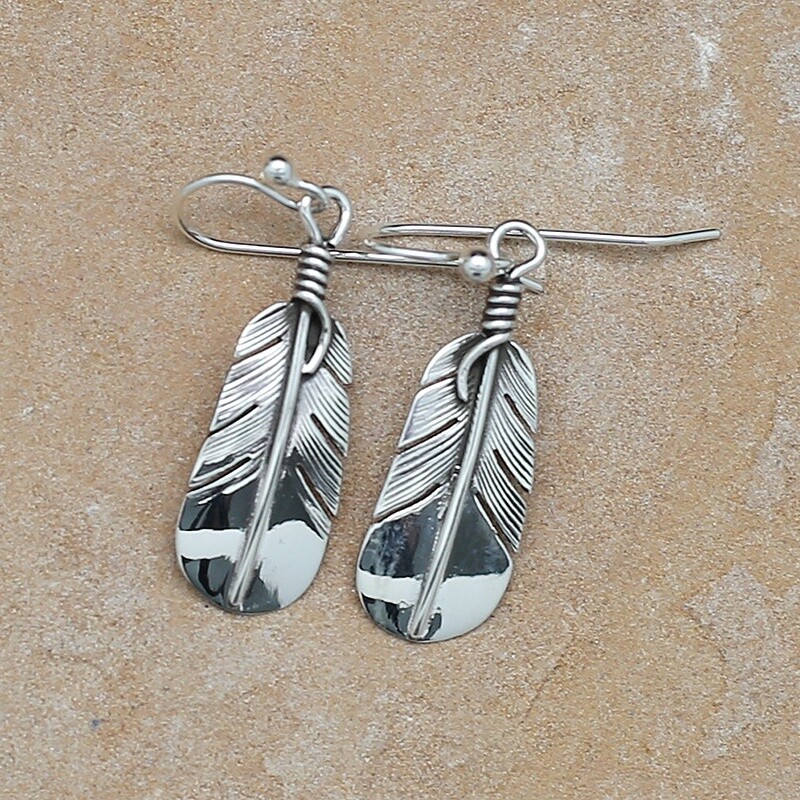 Small silver  feather earrings