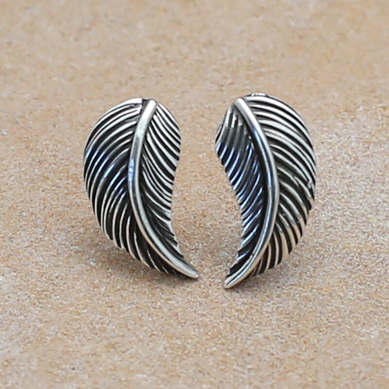 Mini feather post earrings