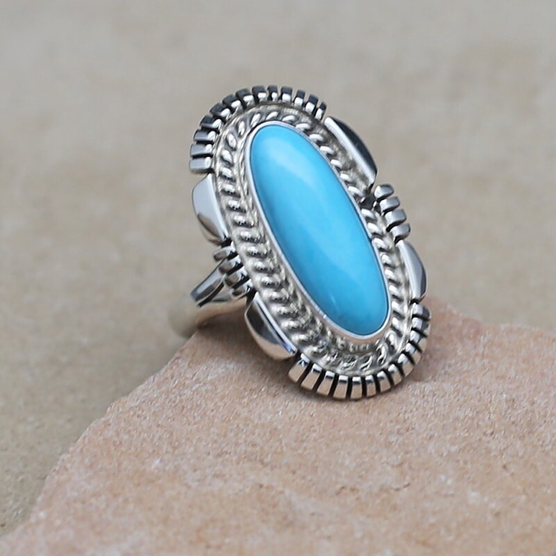 Navajo turquoise ring-ANA 1538
