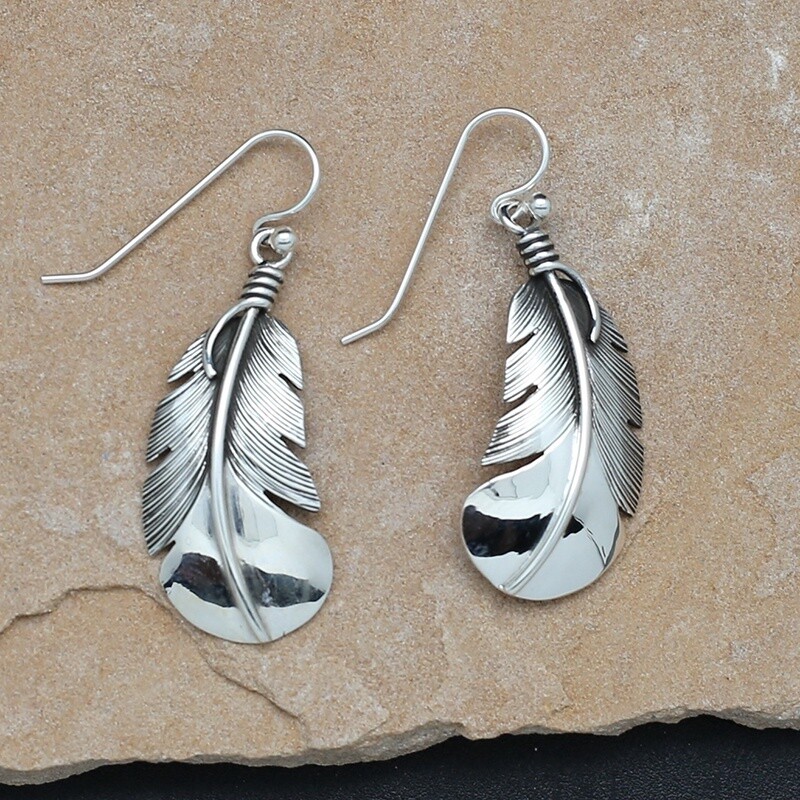 Medium-large dangle feather earrings