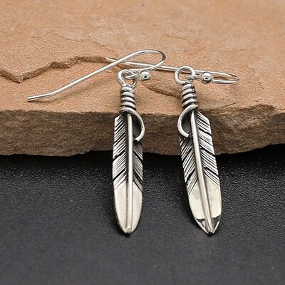 Small thin feather earrings