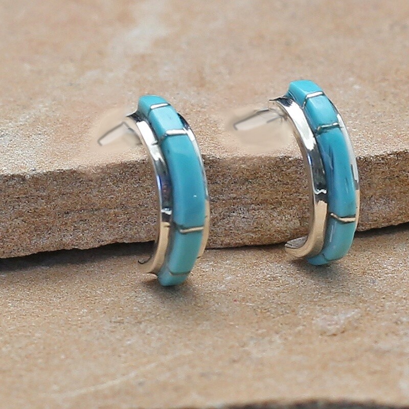 Mini channel inlay hoop earrings