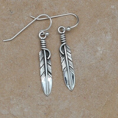 Small thin feather earrings