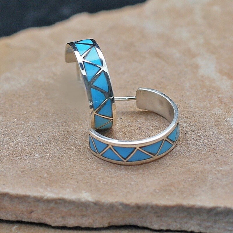 Zuni channel inlay hoop earrings