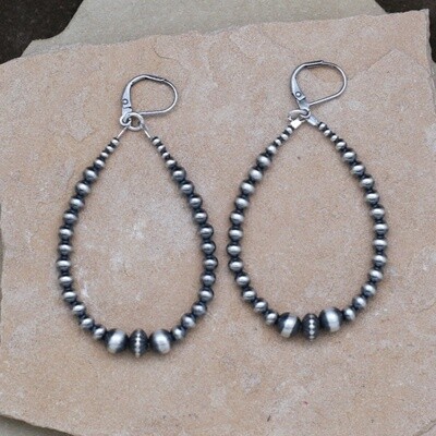 Large dangle silver bead earrings