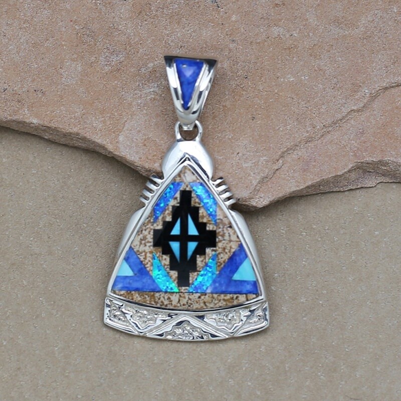 Triangle shaped inlay pendant