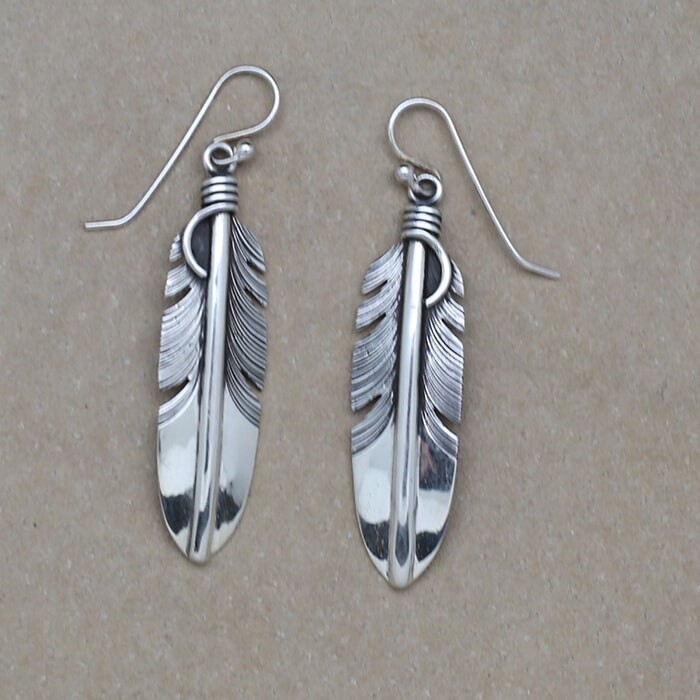 Feather dangle earrings-medium sized