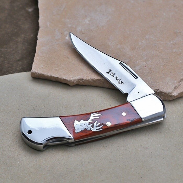 Single blade knife w/ sterling silver deer head- TG 115