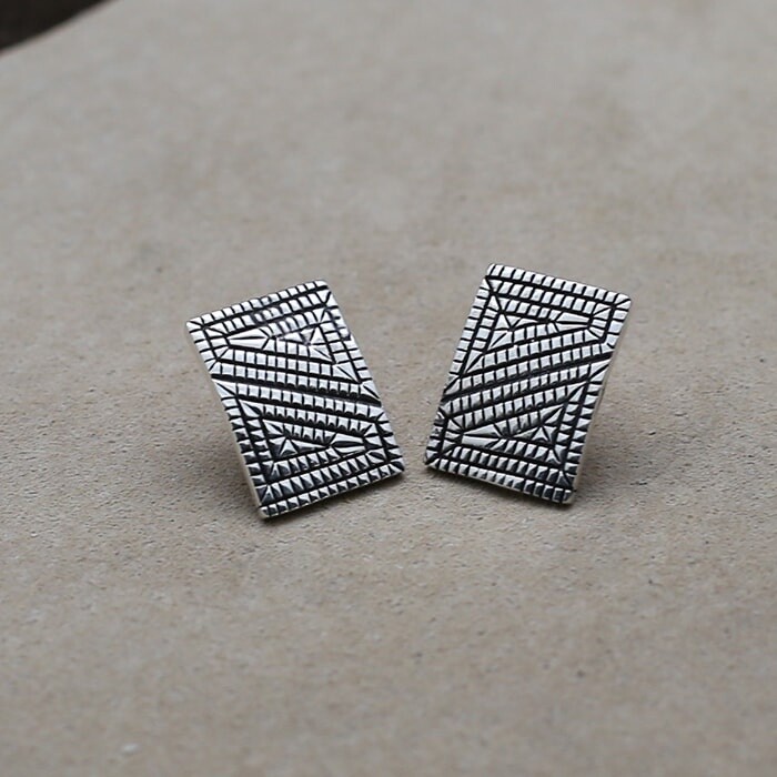 Rectangular post earrings by Elgin Tom