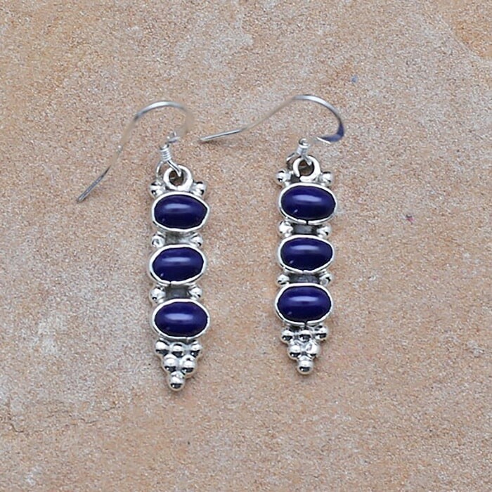 Triple Lapis stone dangle earrings