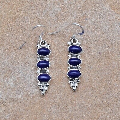 Triple Lapis stone dangle earrings