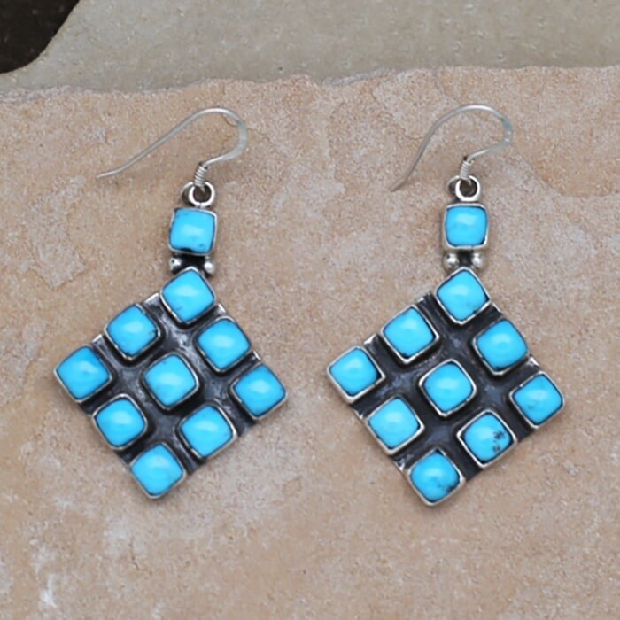 Diamond shaped cluster earrings