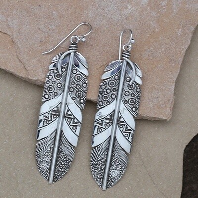 Long pattern feather earrings - BIL 700