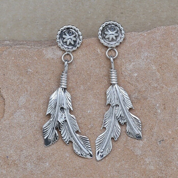 Two feather dangle earrings-BIL 706