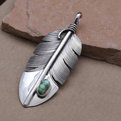 Feather pendant with Sonoran Gold turquoise