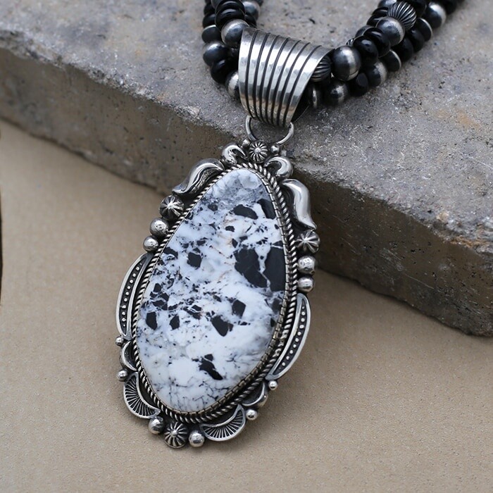 Albert Jake  White Buffalo &amp; Black Onyx necklace set