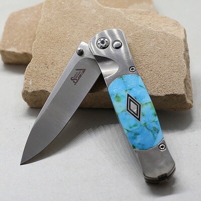 Custom turquoise Inlay handle knife