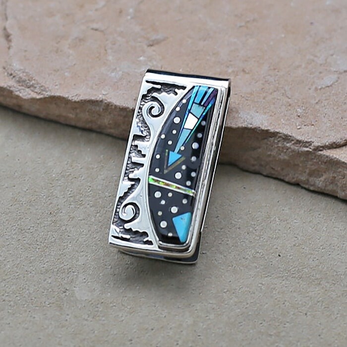 Money Clip with Night Sky inlay &amp; silver detials