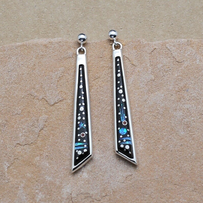 Long dangle night sky earrings
