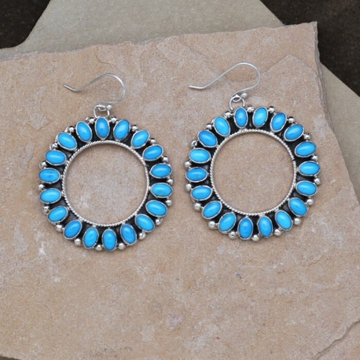 Circle turquoise cluster earrings-SWS 278