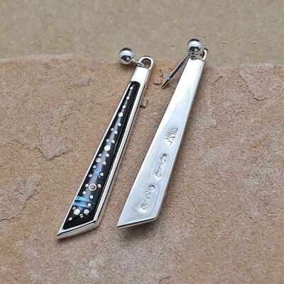 Long dangle night sky earrings