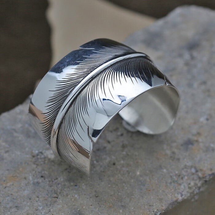 Large eagle feather cuff bracelet