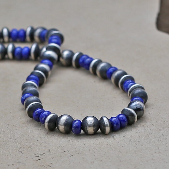 NAVAJO PEARLS WITH LAPIS BEADS-BC 1399