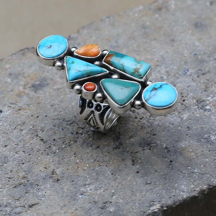 Wide multi-color &quot;picasso&quot; ring- BIL 664